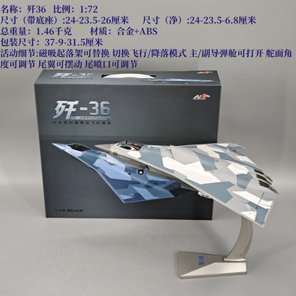 1:72 32CM AF1 CHINA J-36 The Sixth-generation Fighter Plane Bomber Diecast Model