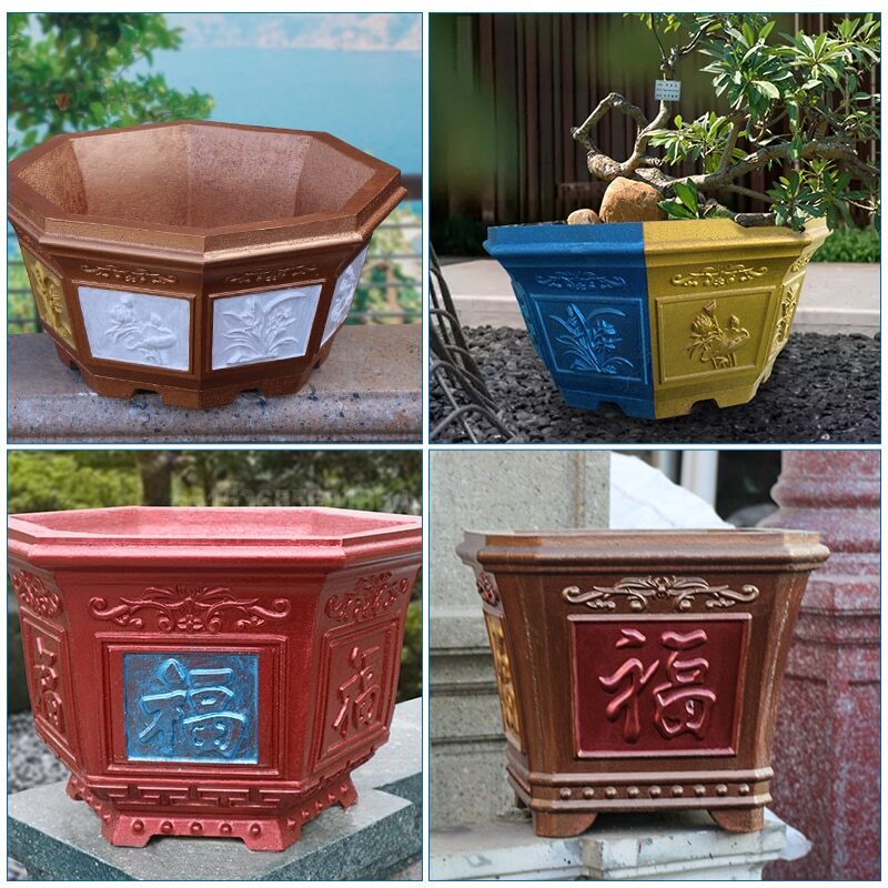Cement Flower Mold Flower Pot European Style Bonsai Model Concrete Hexagonal Pot