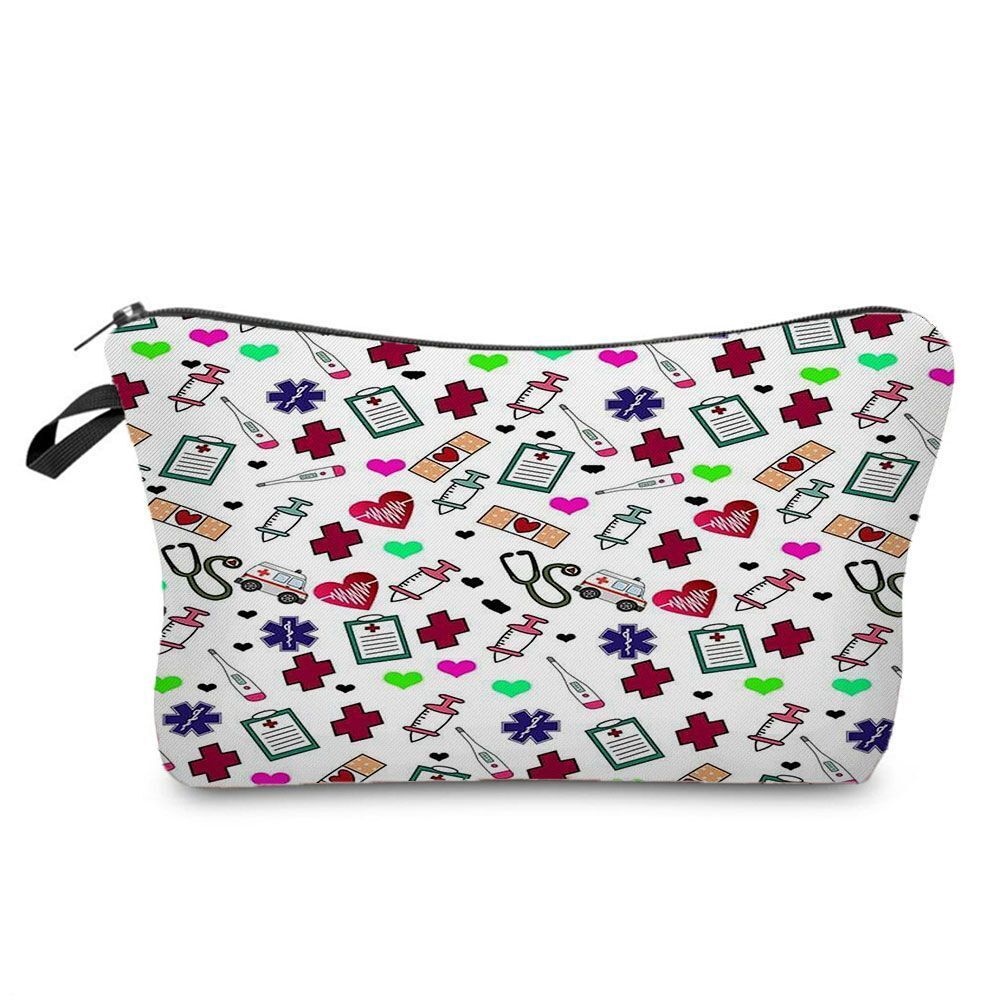 Double Sided Printed Cosmetic Organizer Bag Storage Practical Makeup Bag Handbag