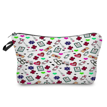 Double Sided Printed Cosmetic Organizer Bag Storage Practical Makeup Bag Handbag