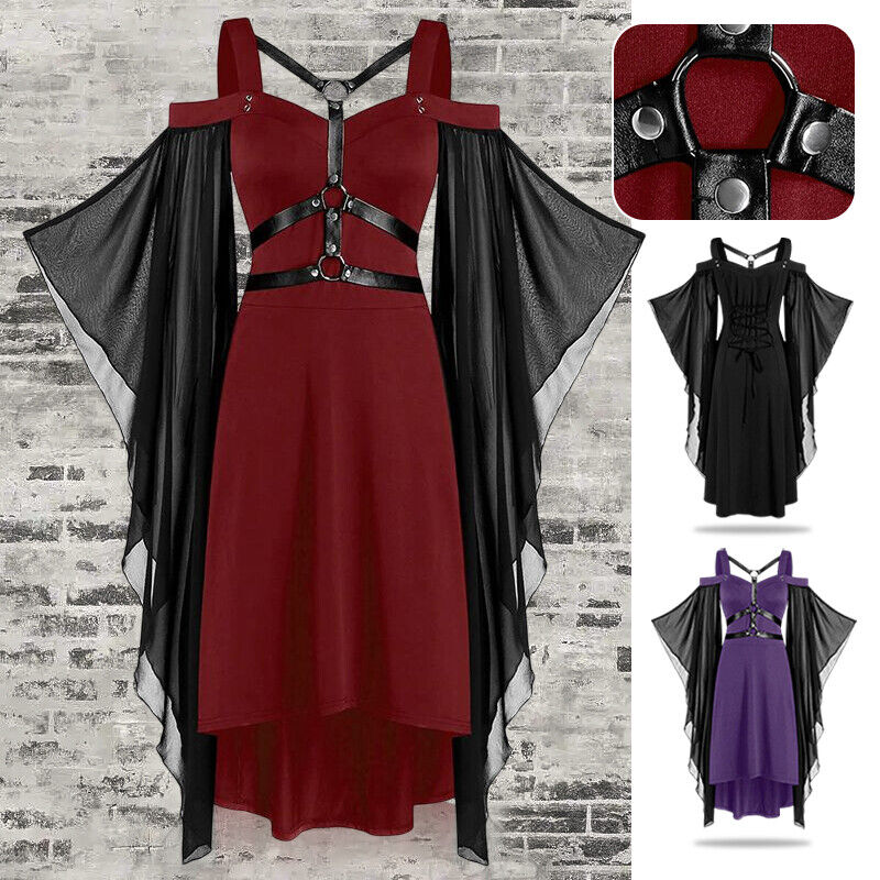 Devil Fashion Womens Steampunk Waistcoat Corset Dress Black Gold Gothic