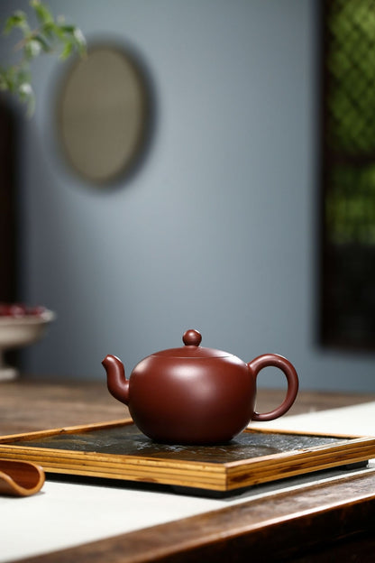 5.1"Collect Chinese Yixing Zisha Pottery Purple Zhu Clay 200ML Ball Holes Teapot