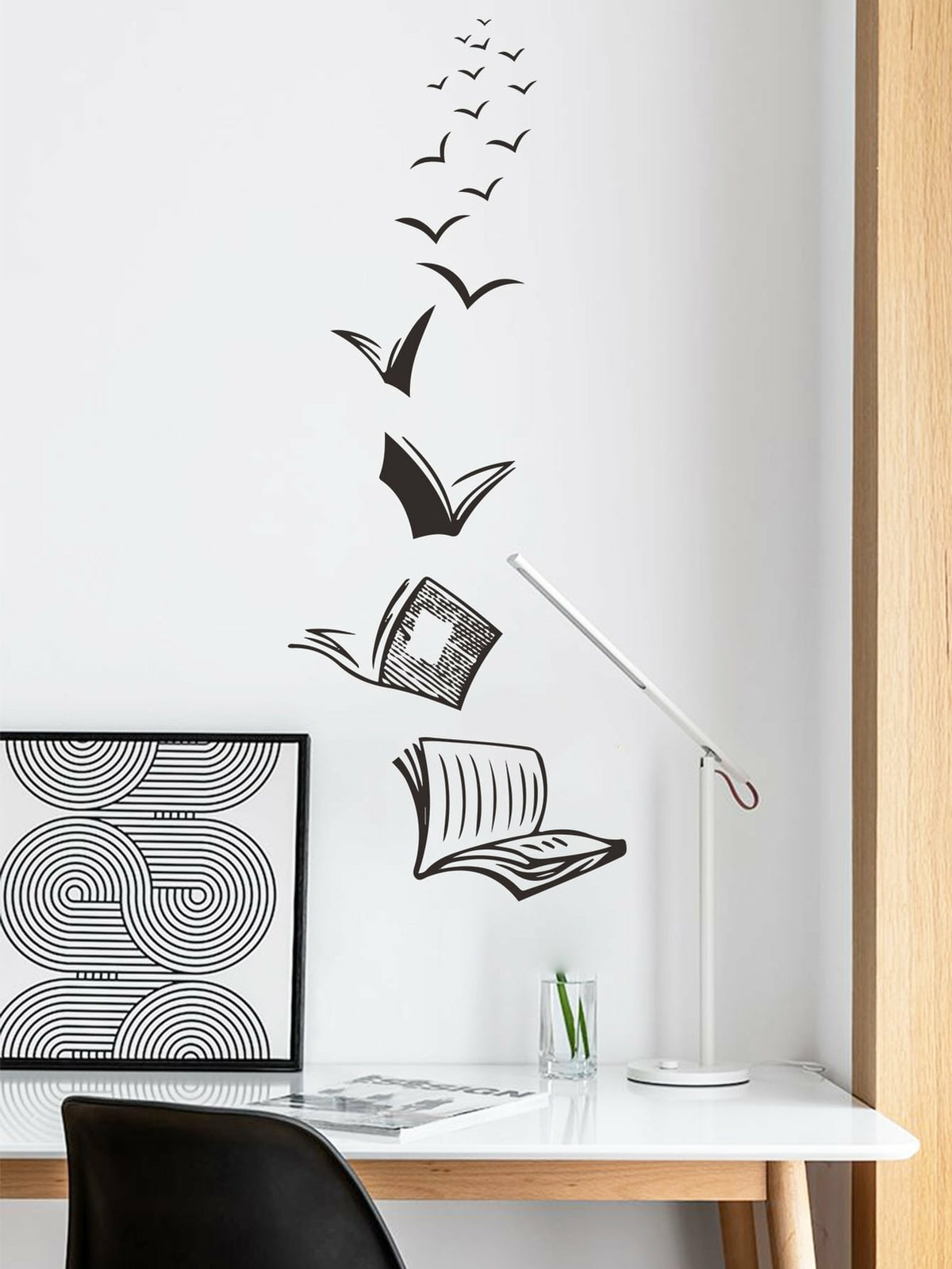 Book Print Wall Sticker Open Book Reading Art Decor Removeable Vinyl Decal
