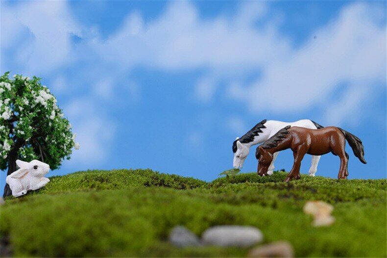 Moss Micro Landscape Deco Garden Mini 4pcs Horses Bottle Decoration Supplies