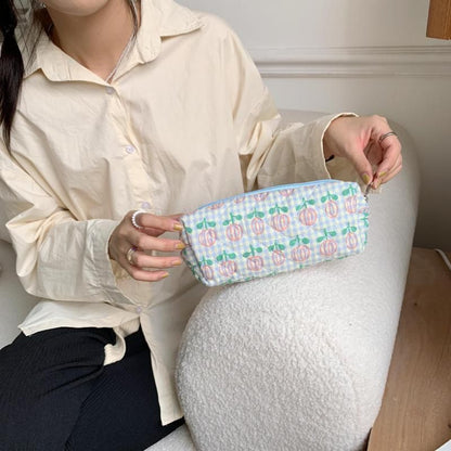 Small Makeup Bag Zipper Cosmetic Pouch Brush Storage Cases 19*8*6 CM Cotton 1 PC
