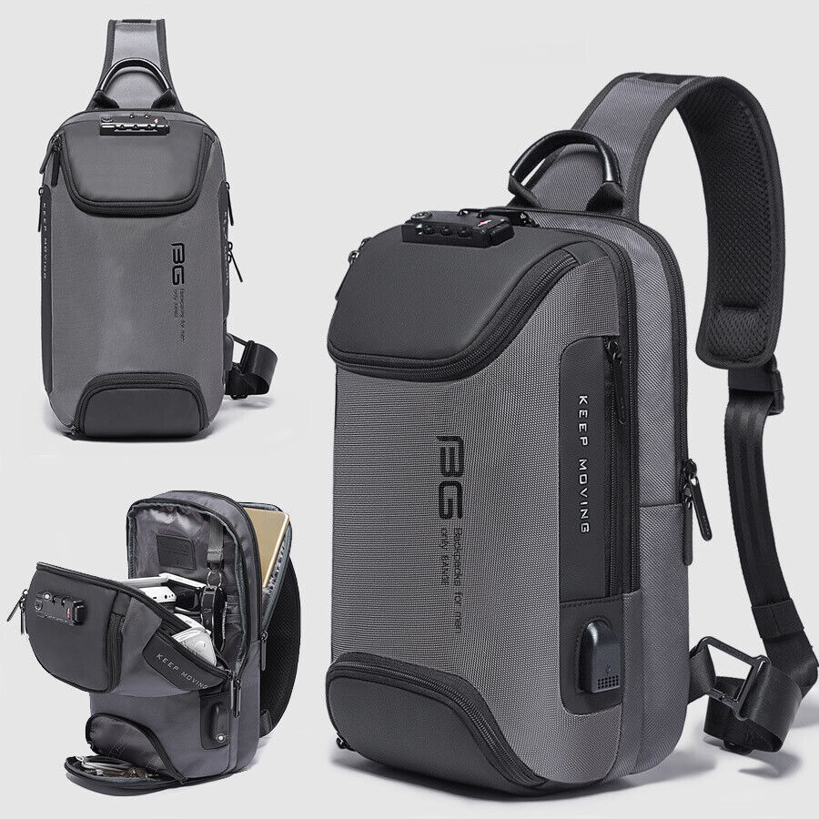 TSA Lock Charging Port Water Resistant Chest Pack Sling Bag One Strap Backpack
