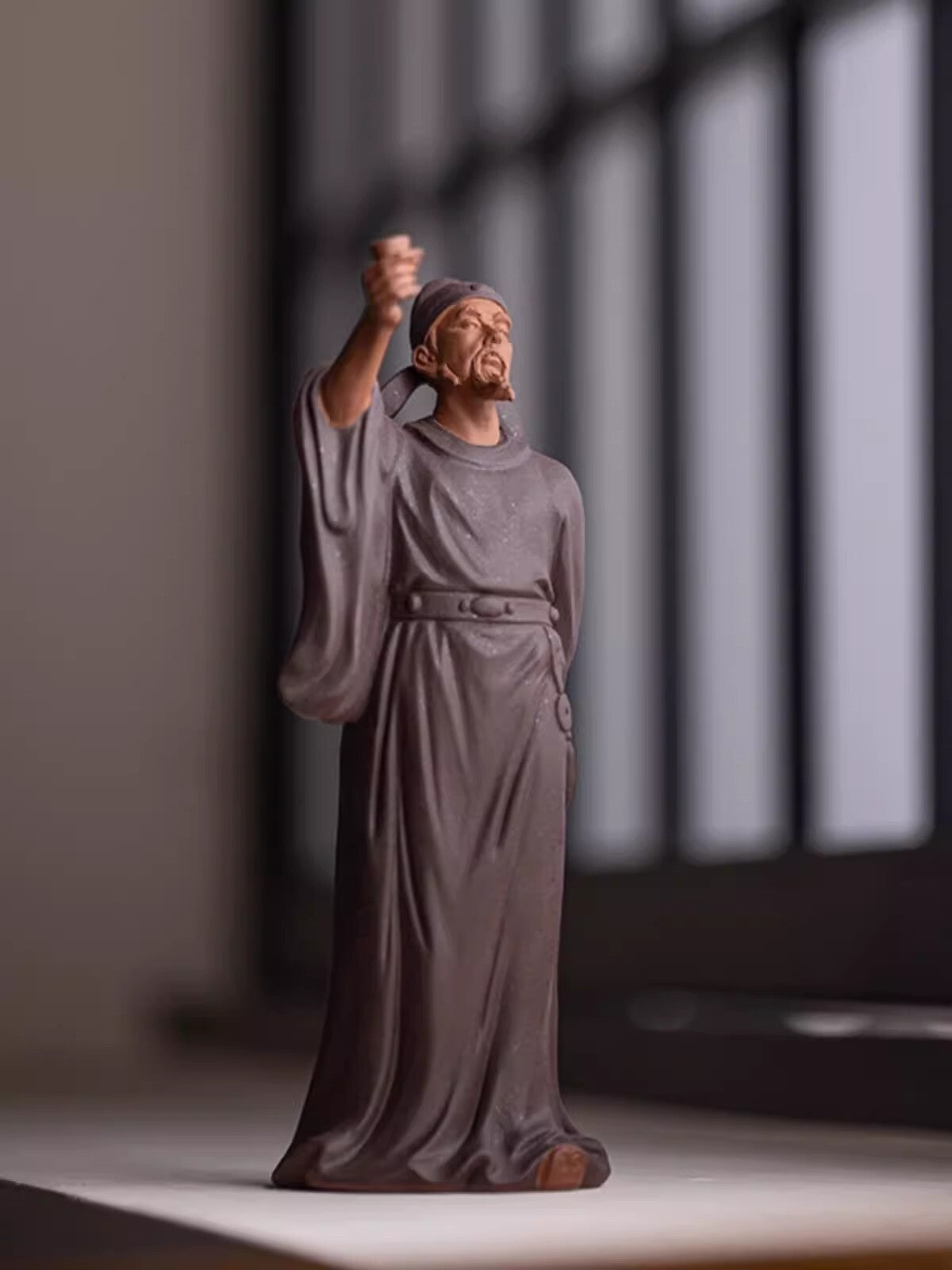 Chinese Poet Li Bai Statue Zi Sha Clay Figure