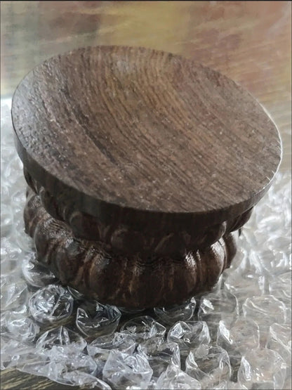 1.8" Natural Wood Hand Carving Lotus Pedestal Buddha Statue Incense Burner Base