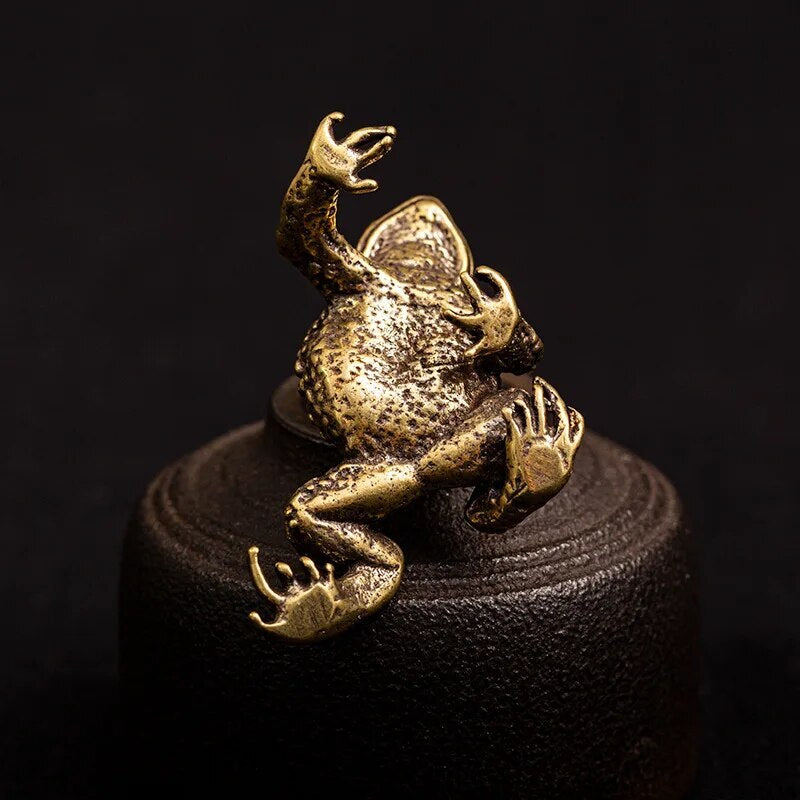 Solid Copper Gold Toad Tea Ceremony Small Ornaments Tea Pet Zhaocai Pendant