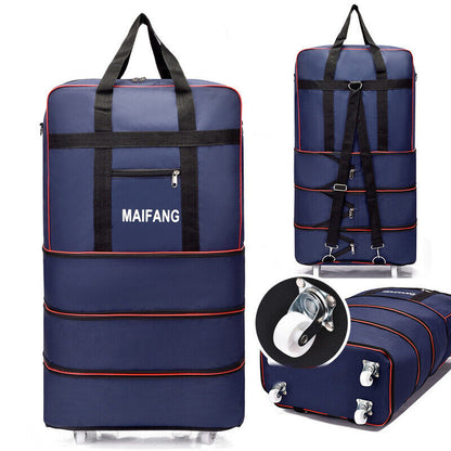 Large Capacity Foldable Luggage Trolley Bags Oxford Expendable Wheel Travel Bags