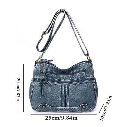 Women Soft Washed Leather Purses Satchel Handbags Shoulder Tote Bag MessengerBag