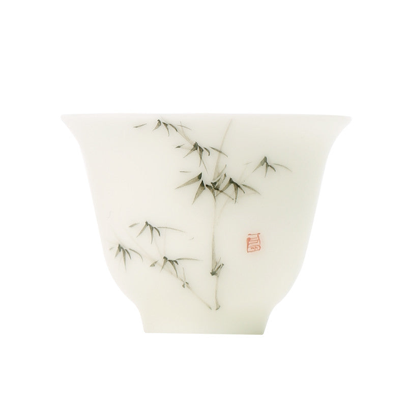 Handpainted Bamboo Tea Cup Chinese Porcelain Kungfu Tea Cup Ceramic Cup Of Tea
