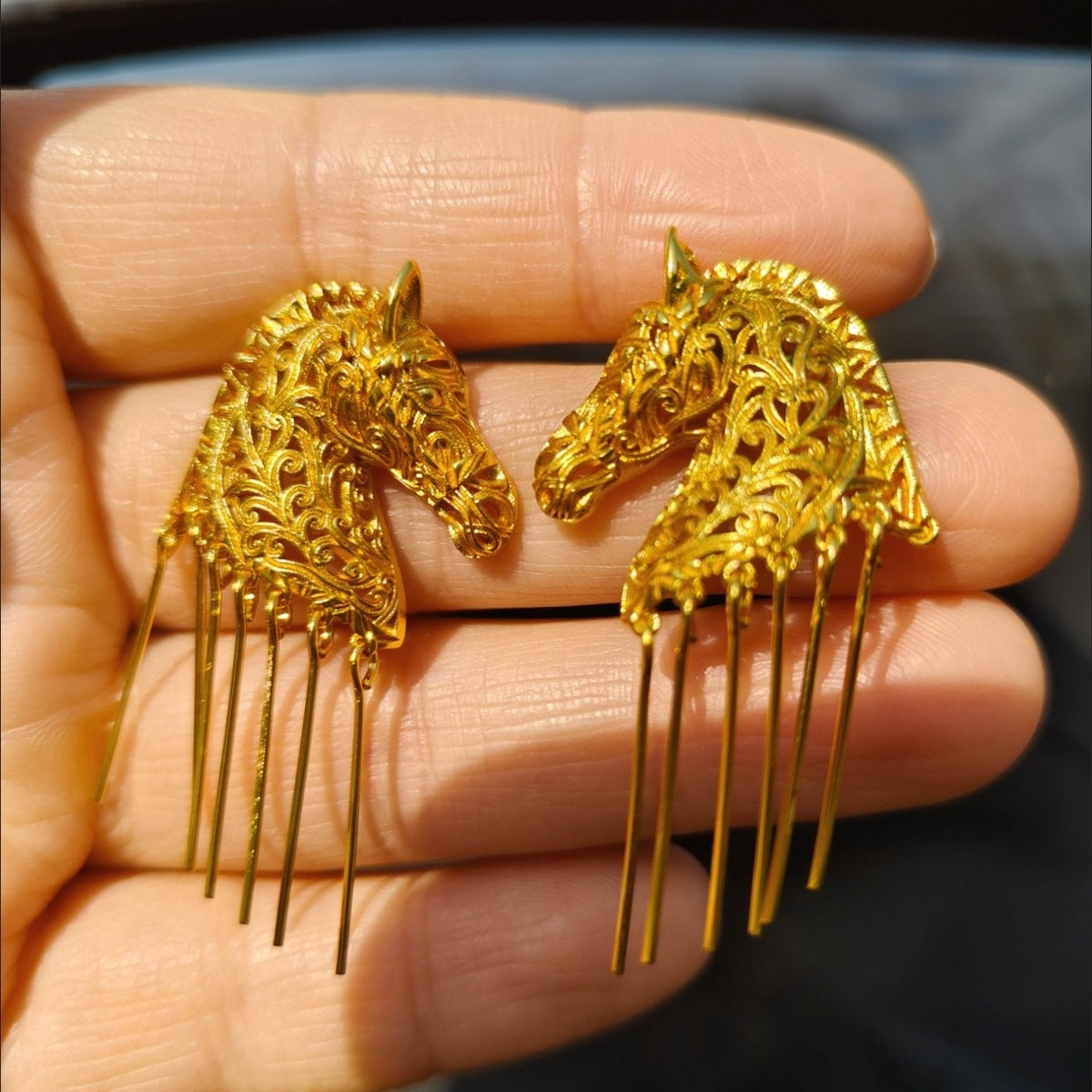 Vintage Baroque Horse Tassel Earrings Year of the Horse Luxury Pair