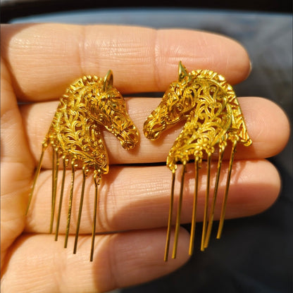 Vintage Baroque Horse Tassel Earrings Year of the Horse Luxury Pair