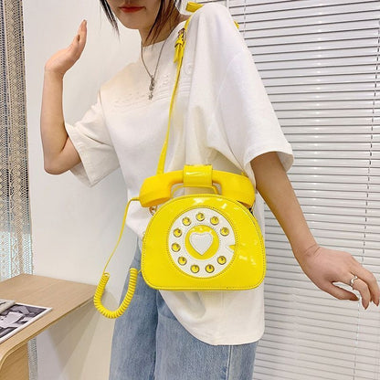 Telephone Shape Purse Handbag Shoulder Crossbody Bag Leather Tote Messenger Bag