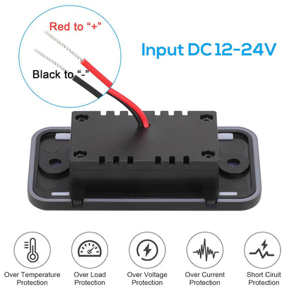 12-24V 4.8A Dual USB PD QC3.0 Car Boat RV Charger Socket LED Power Outlet lot