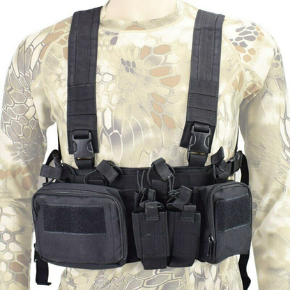 Chest Rig Bag Radio Harness Front Pouch Holster Military Vest Rig Bag Adjustable