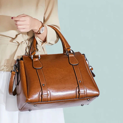 Women Shoulder Cross body Handbag Top Handle Bag Cowhide Messenger Tote Bag