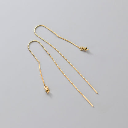 925 Sterling Silver Threader Ear Thread Earrings with Peg Cap DIY Findings