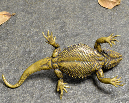 Chinese Feng Shui Old Bronze Style Classical Lizard Statue Collected