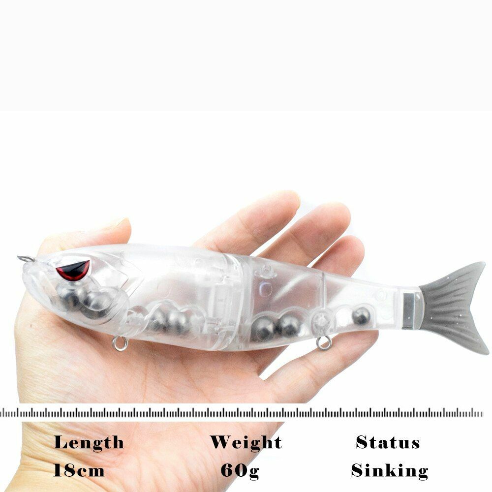 Unpainted Swimbait 18cm 60g Rattle Fishing Lures Hard Sink Wobbler Glide Bait 3D