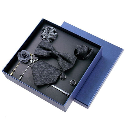 Men Ties 9Pcs Necktie Set Formal Luxury Wedding Cravat Pocket Square Silk Bowtie