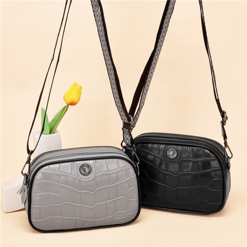 Soft Cowhide Messenger Bag Genuine Leather Shoulder Bag Luxury Handbag Polyester