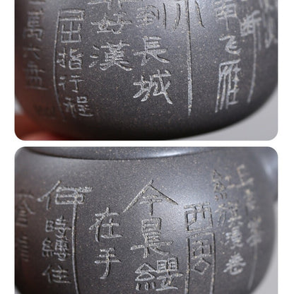 Original Ore Qinghui Duan Clay Tea Pot Yixing Zisha Pot Handmade Carved Marked