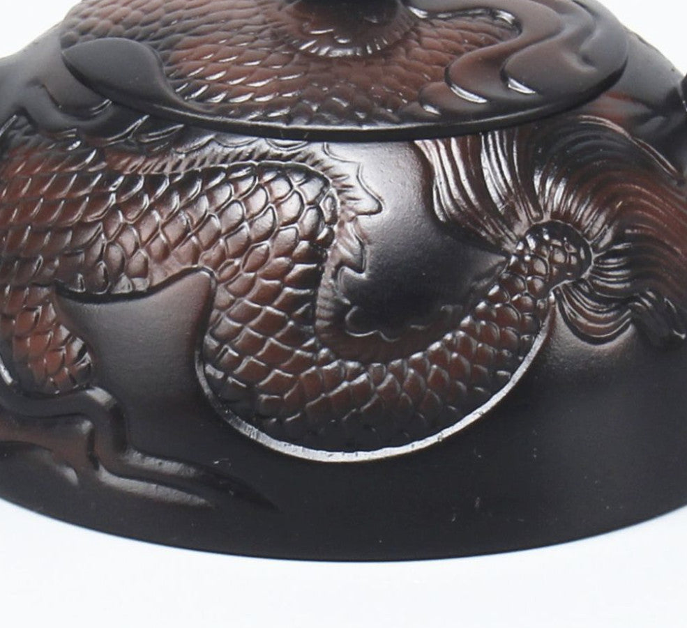 6.8oz Purple Pottery Tea Pot Dragon Carved Chinese Kungfu Tea Pot Marked 200ml