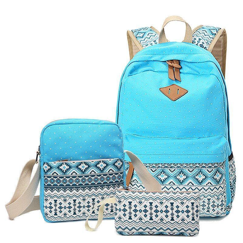 Canvas Printing Backpack School Bag Cute Black Polyester Purse Gray/Black/Purple