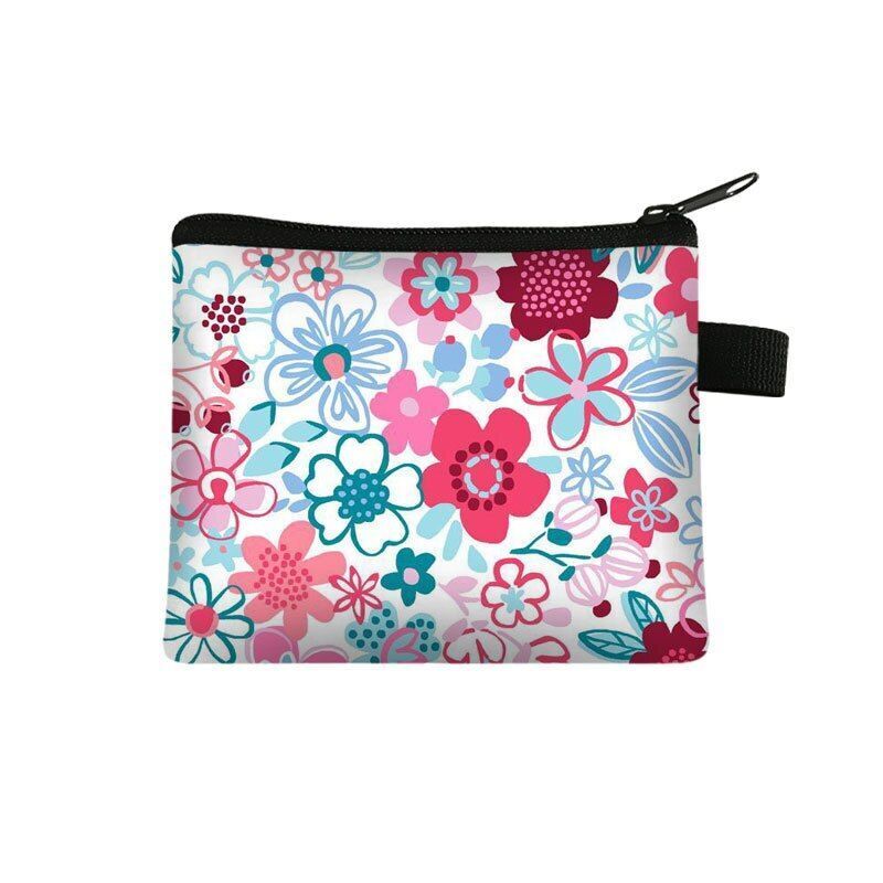 Floral Print 13.5*11 CM Cosmetic Bag Napkin Organizer Coin Card Lipstick Pouches