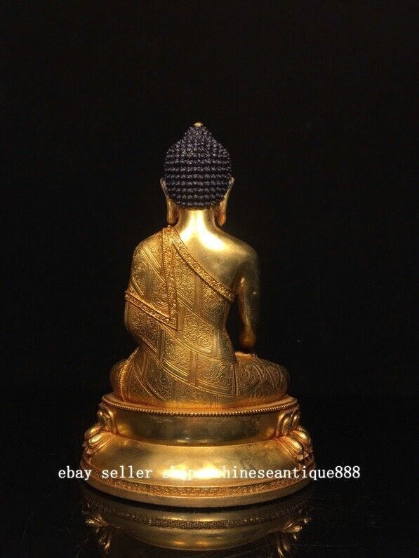 Old Nepal Bronze Gilt Painting Shakyamuni Sakyamuni Amitabha Buddha Bowl Statue