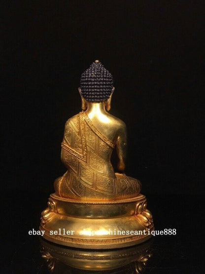 Old Nepal Bronze Gilt Painting Shakyamuni Sakyamuni Amitabha Buddha Bowl Statue