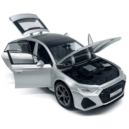 1/24 2024 Audi RS7 Sportback Model Car Metal Diecast Toy Cars Doors Open Silver