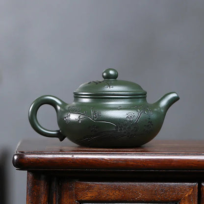Chinese Yixing Handmade Teapot Plum Blossom Pattern Kettle Zisha Tea Set 300ml