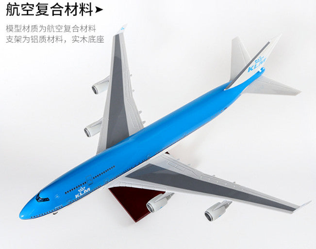1:150 47CM KLM BOEING 747-400 Airplane Led Sound- controlled Light Resin Model