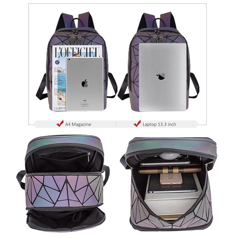 Luminous Bag Sequin Set Shoulder Bags School Backpack Holographic Purse Softback
