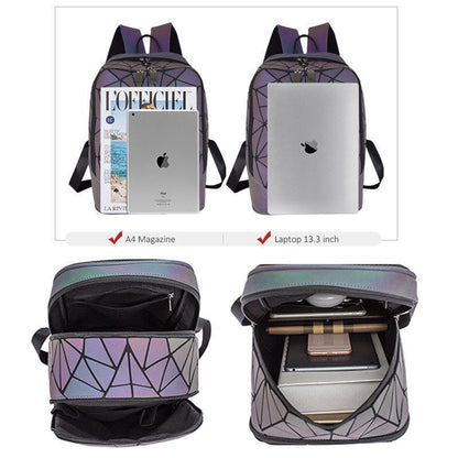 Luminous Bag Sequin Set Shoulder Bags School Backpack Holographic Purse Softback