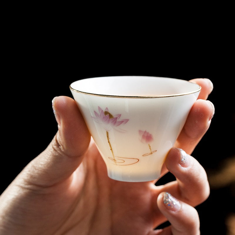 1pc White Porcelain Teacup Ceramic Tea Cup Master Cup Single Cup