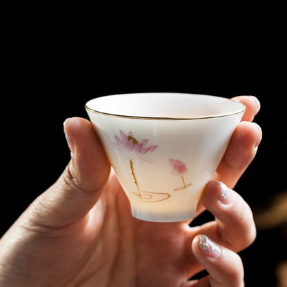 1pc White Porcelain Teacup Ceramic Tea Cup Master Cup Single Cup