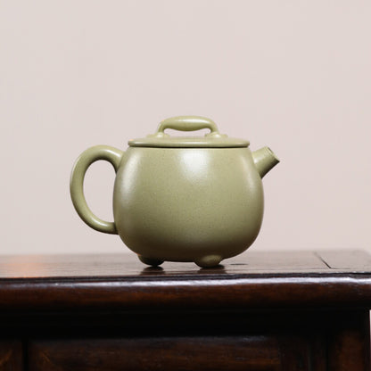 Full Handmade Tea Pot Marked Master Pot With 3 Feet Real Yixing Zisha Green Clay