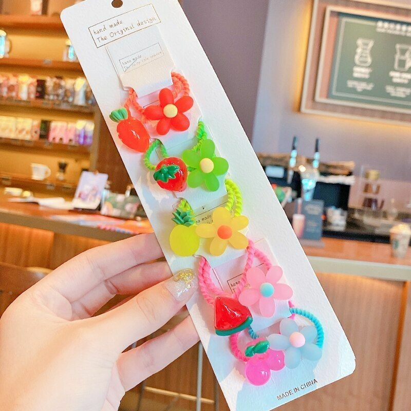 Hair Bands 10/20 Pcs/Bag Shiny Flowers Baby Scrunchies Rubber Kids Accessories