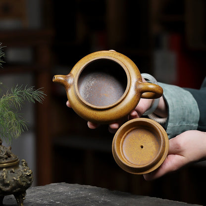 300ml Tea Pot 9 Infuser Holes Yixing Zisha Duan Clay Master Pot Flat Antique Pot