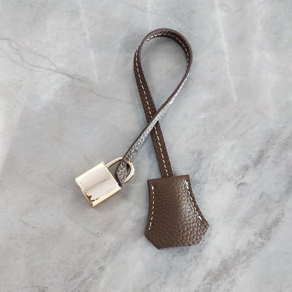 Real Cowhide Leather Clochette Bag Charm Gold/ Silver Padlock & Key for Handbags