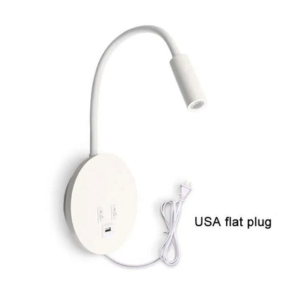 Wall Sconces Plug In Cord Gooseneck W/ USB Port Switch Backlight Night Wall Lamp