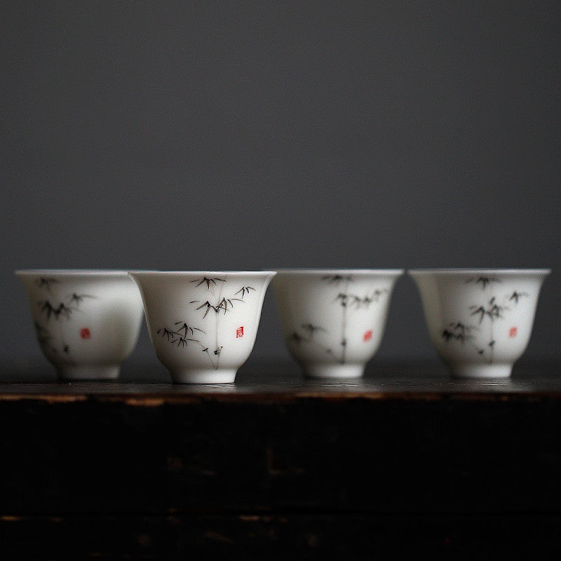 Handpainted Bamboo Tea Cup Chinese Porcelain Kungfu Tea Cup Ceramic Cup Of Tea