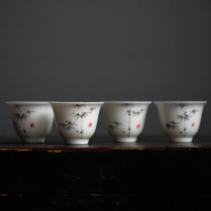 Handpainted Bamboo Tea Cup Chinese Porcelain Kungfu Tea Cup Ceramic Cup Of Tea