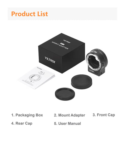 Viltrox NF-Z AF Adapter –Nikon F to Z Mount, Auto Focus, Type-C Firmware Upgrade