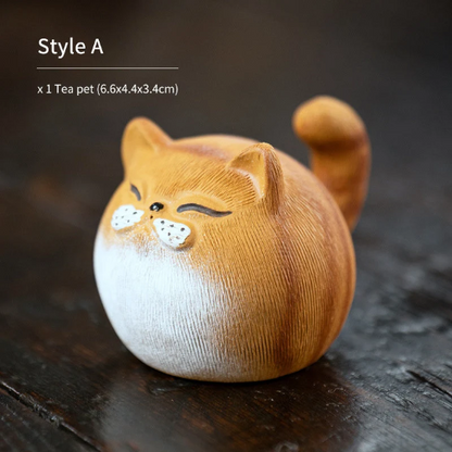Yixing Purple Clay Tea Pet Cute Cat Tea Ceremony Accessories