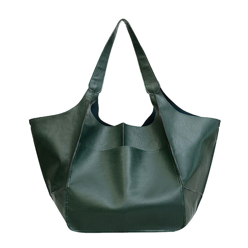 Women Large Capacity Soft Leather Casual Tote Shoulder Bag Retro Shopper Handb